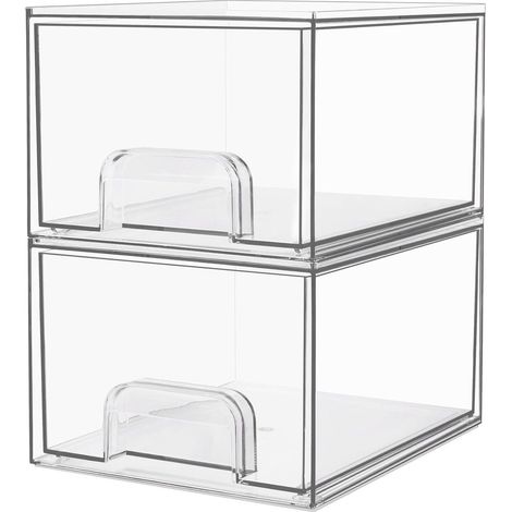 Tiroirs de rangement empilables avec 16 tapis antidérapants pour commode et salle de bain - lot de 2 (1/5)