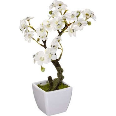 Plante Artificielle en Pot "Cerisier" 26cm Blanc (1/2)