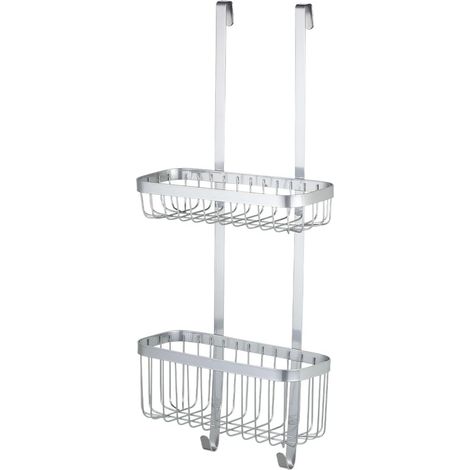 Tablette de douche suspendue - Panier de douche à suspendre pour robinetterie - Résistante à l’humidité et pratique au quotidien - 300 x 120 x 80 mm - Acier inoxydable - Finition noire mate (1/5)