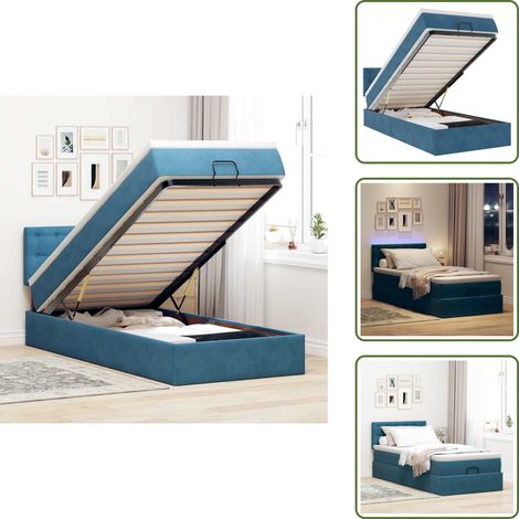 Coprimaterasso - vidaXL Struttura Letto Pouf con Materasso 90x200 cm in Velluto - Luci a LED