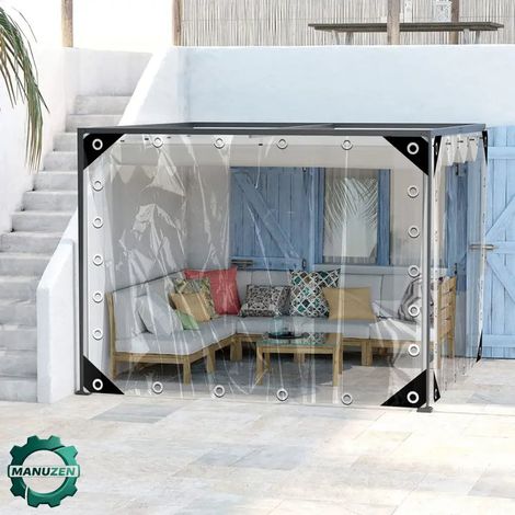 Manuzen - Bâche PVC transparente 2 x 3 m imperméable pour véranda (1/3)