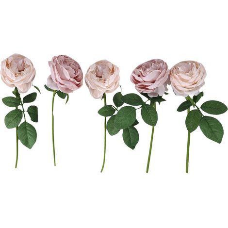 Bouquet de fleurs artificielles en soie à 5 têtes, multicouche, pour mariage, décoration de la maison, du bureau ou du jardin (violet)-AquaForge (1/5)