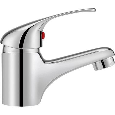 Schläfer - Miscelatore Monocomando per Lavabo Bagno Salva Spazio Serie Creta 05005012 con Scarico Automatico 1 1/4 in ABS, Rubinetto Monoforo Cartuccia 35mm Ottone Cromato
