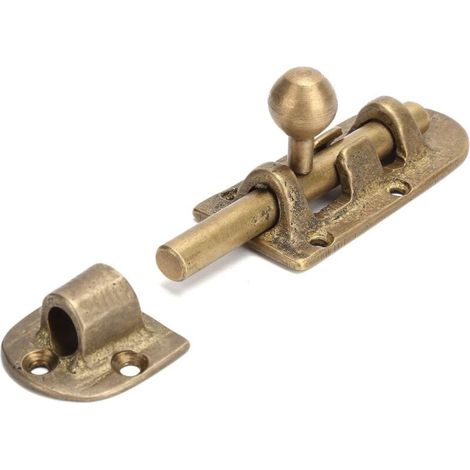 Verrou de Porte en Laiton, Sécurité à la Maison Boulons de Fenêtre Antiques Vintage Pur Cuivre Boucle Serrure Coulissante Porte Verrou Coulissant pour Porte Intérieure D'entrepôt de Bureau (1/4)