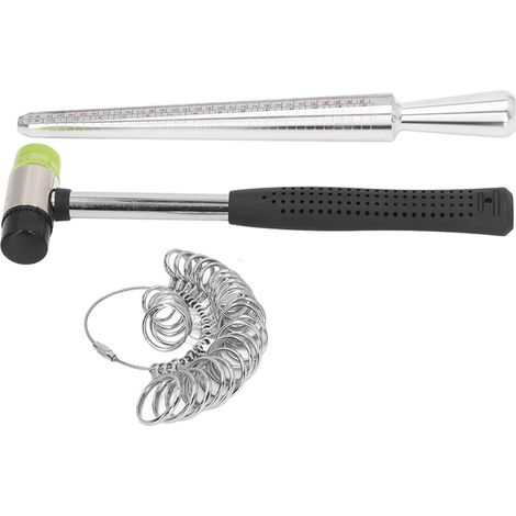 Outil mesure taille bague mandrin jauge marteau bijou kit calibrage doigt alliage acier (1/5)