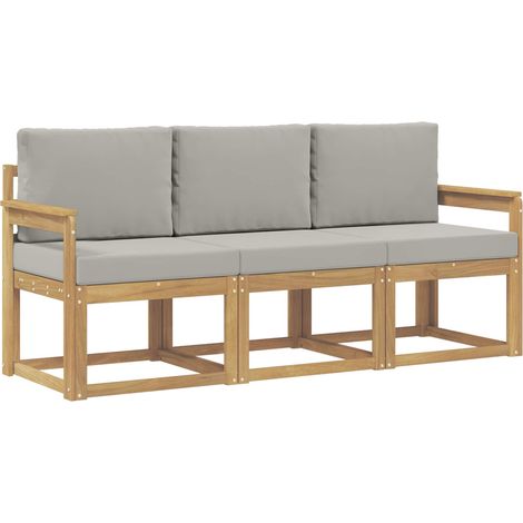 Set di divani da esterno 3 pcs Bianco e Grigio Chiaro vidaXL