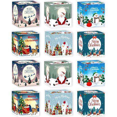 Coffrets cadeaux de Noël 12 pièces, boîtes à friandises 3D, boîtes en papier pour cadeaux de Noël, coffrets cadeaux de Noël (1/5)