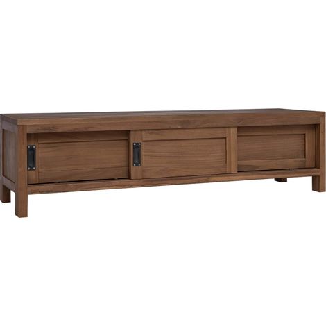 TV-Schrank 110 x 30 x 30 cm Massivholz Teak Natur vidaXL (1/5)