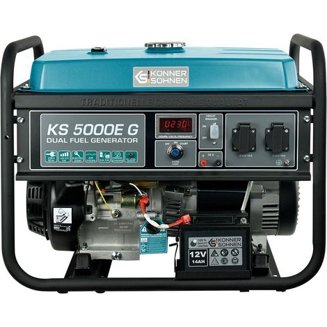 Generador Könner & Söhnen KS 5000E G, 4,50 en kW, (1 pieza), arranque manual/eléctrico, 2x16A, 12 V, regulador automático de tensión (AVR) (1/5)