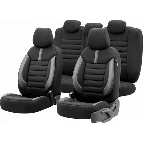 Oto Limited 102 Schwarz/Grau 3-ZIP Autositzbezug-Set