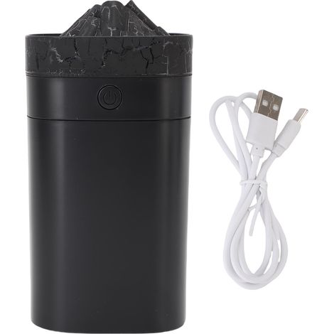 Mini humidificateur maison USB bureau diffuseur d'huile essentielle 400 ml Machine d'aromathérapie avec fissures feu coloré lumière ambiante noir (1/5)