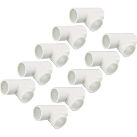 10 PCS 20mm Slip T PVC Tuyau Raccords Couplage Tuyau Blanc (1/5)