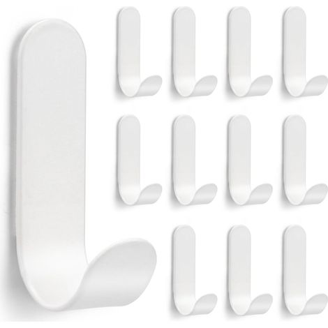 12 Stück Klebehaken, Haken Selbstklebend, Edelstahl Wandhaken Ohne Bohren, Handtuchhaken Badezimmer, Küche Haken zum Kleben (Weiße, 12 Stück)