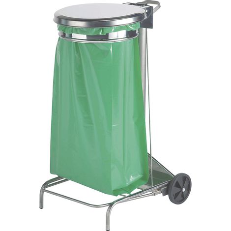 Support sac mobile à pédale - 110 l - Inox - COLLECROULE Rossignol (1/4)