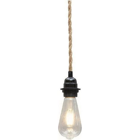 Suspension lumineuse vintage en corde de chanvre, kit DIY pour îlot de cuisine, câble réglable et douille, abat-jour naturel, décoration rétro, hauteur ajustable, ensemble complet avec ampoule non inc (1/4)