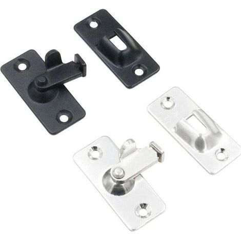 Verrou de porte coulissante à 90° - Loquet d'angle en acier inoxydable argenté - Lot de 2 (1/5)