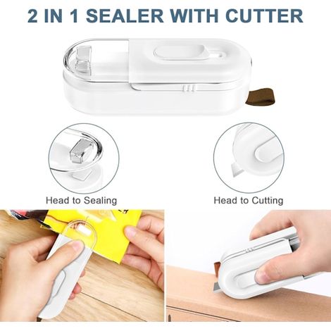 Mini soudeuse de sacs, scelleuse thermique portable, soudeuse de sacs plastiques 2 en 1, scelleuse sous vide thermique portable (1/5)