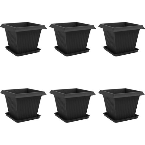 Maison Exclusive - Vasi per Piante 6 pcs Nero 43 x 43 x 33,5 cm Plastica