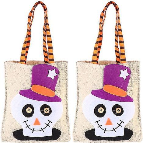 Lot de 2 pochettes cadeaux en lin pour décorations d'Halloween (1/3)