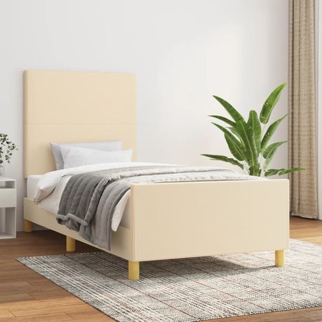 Bettgestell ohne Matratze Creme 80x200 cm Stoff (1/5)