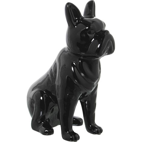 Statue chien céramique élégante pour déco chic - Noir brillant