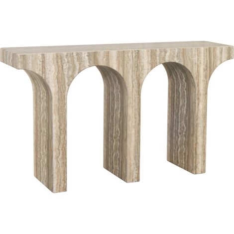 Console design effet travertin gris trois arches élégantes - gris travertin effet pierre naturelle