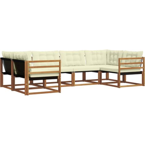 Conjunto de sofás de exterior 6 uds. Natural y Crema vidaXL (1/5)