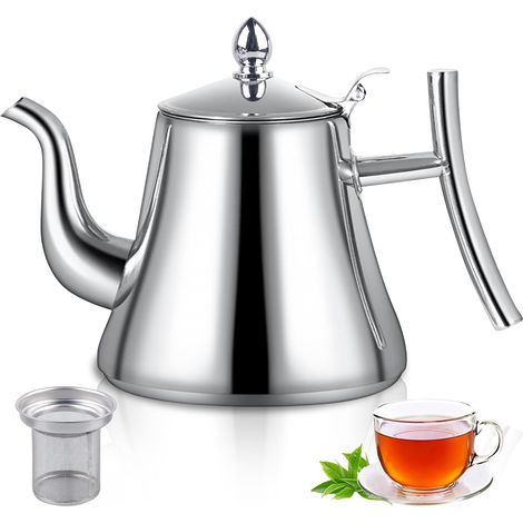 Théière avec Infuseur 1L - Acier Inoxydable - Compatible Induction - Filtre Amovible - Pour Thé en Vrac et Sachets (1/5)