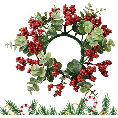 Couronne Noël Bougeoir Décoration Maison Saisonnière Pour Bougie Centres De Table De Noël Aux Baies Rouges Bougie Chauffe-Plat, Fournitures Et Décorations De Fête Po (1/5)