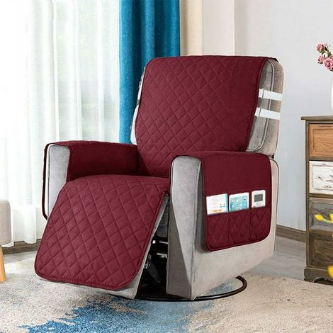 Housse de canapé inclinable avec sangles de serrage et 6 poches de rangement latérales. Anti-taches et anti-poils. Protège des animaux et des enfants. (1/4)