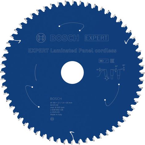 Bosch EXPERT Laminated Panel Circular Saw Blade 190 x2.1/1.4x30mm T60 2608902128 (1/4)