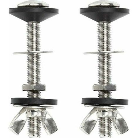 Paquete de 2 pernos para fijar el tanque del inodoro a la taza: kit de fijación universal de acero inoxidable con doble sello, fácil de instalar (1/5)
