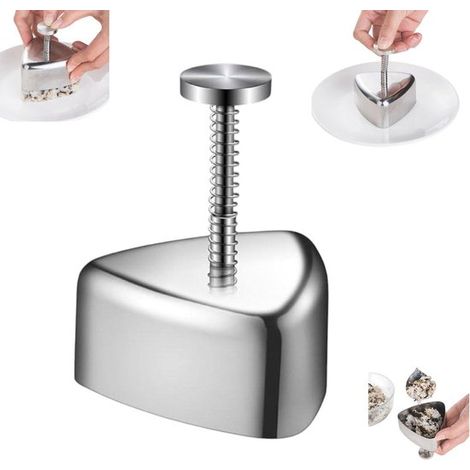 moule à boulettes de riz en acier inoxydable - Moule à onigiri - Moule triangulaire pour boulettes de riz - 9,5 x 7,5 x 3,5 cm - Argent - Outil pour confectionner des boulettes de riz aux algues - Out (1/5)