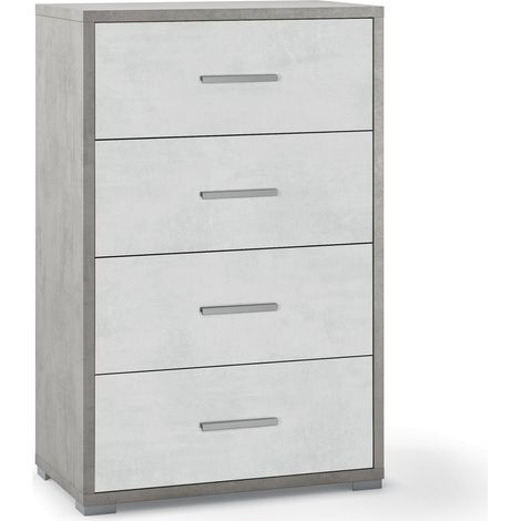 Cassettiera con 4 Cassetti 71x110x41 cm Cemento/Ossido Bianco (1/2)
