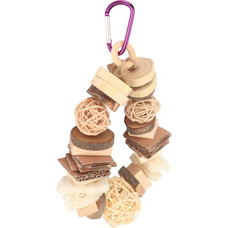 Jouets à mâcher pour perroquet, boules amusantes en bois et rotin, luffa en carton, morsure d'oiseau suspendue pour calopsitte, inséparable, perruche (1/5)