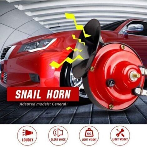 Klaxon universel puissant 12 V pour voiture, moto, camion (110 dB), étanche, à trompette pneumatique, pour camion, voiture, moto, bateau et vélo (rouge)
