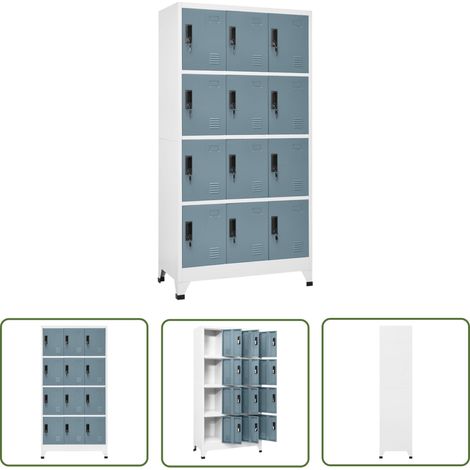 The Living Store Armoire à casiers Gris clair et gris foncé 90x45x180 cm Acier - Meuble De Rangement - Armoire À Casiers - Armoire Métallique - Rangement Scolaire - Rangement Bureau (1/5)