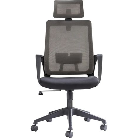 Poltrona da ufficio girevole West Coast con braccioli fissi - Tessuto Grigio scuro (1/4)
