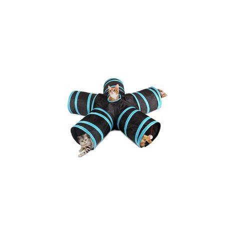 Tunnel de jeu pour chat à 5 voies pliable, diamètre 25 cm, longueur tube 28 cm – (1/5)