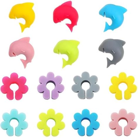 Marqueur Verre Silicone, marqueurs de boissons en silicone, décorations de tasses pour dîners de famille, fêtes (14 pièces) (1/4)