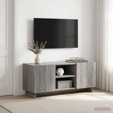 vidaXL Meuble TV 90 x 34,5 x 40 cm Sonoma gris Bois d'ingénierie (1/5)