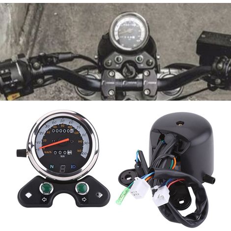 Compteur de vitesse moto 12V avec double odomètre, jauge GN125, voyants LED, instrument de tableau de bord étanche (1/5)