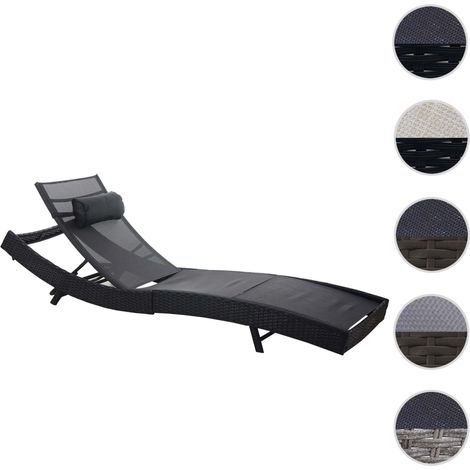Chaise longue Savannah, polyrotin, bain de soleil - marron chiné, enveloppe gris