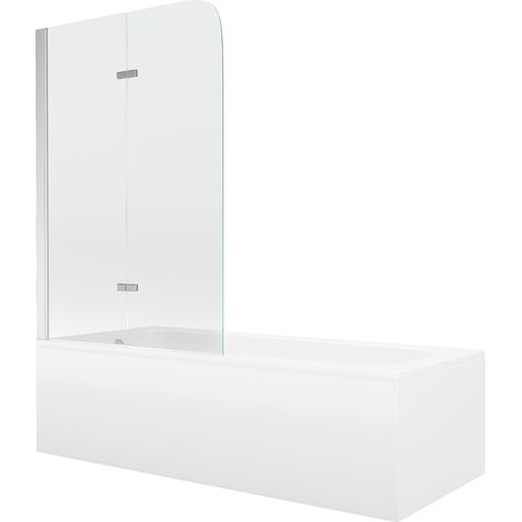 Mexen Vega Rechteckige Wanne 160 x 70 cm mit Verkleidung und 2-flügeliger 80 cm Duschwand, transparent, Chrom (1/5)