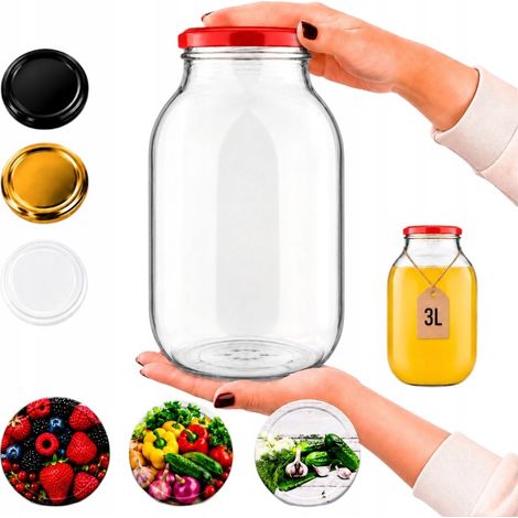 Barattolo da 3 litri per marmellate, conserve, tinture, sottaceti, alcol + coperchio fi100 (1/5)