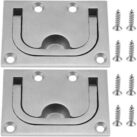 2 Pcs Poignée de Trappe pour Bateaux en Acier Inoxydable Poignée Casier de Trappe Affleurantes avec Vis pour Meuble Yacht Boat (1/5)