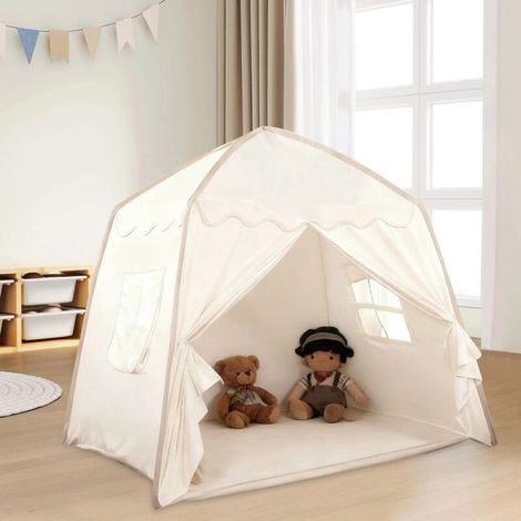 Tipi Enfant Pliable, Tente Interieur avec Coussin de Sol Fenêtres, Princesse d'Intérieur pour Garçons et Filles(130cm × 100cm × 130cm) (1/5)