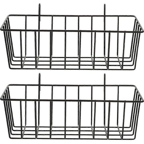 Lot de 2 paniers de rangement suspendus en fil de fer pour la cuisine et la salle de bain. Organisateur de rangement pour divers articles.-23.00X10.30X7.50CM-Black (1/3)