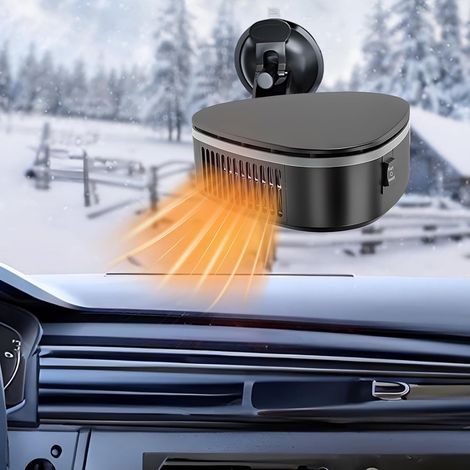 CCYKXA 2-in-1 Car Fan Heater, 120W 12V Car Heater, Heater/Cooler, Heater and Fan, 360° Rotating Winter Car Defroster, with Suction Cup Mount (1/5)