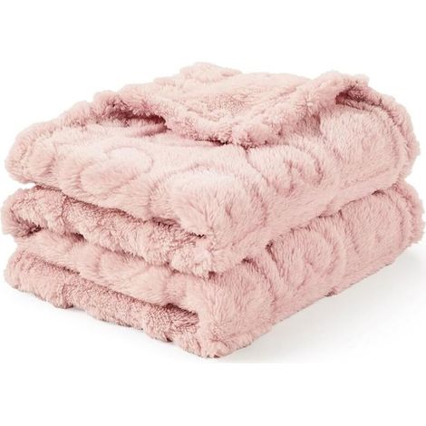 Couverture Sherpa pour bébés filles et garçons, douce, chaude et confortable, parfaite pour une baby shower ou une fête prénatale, 75 x 100 cm, rose à motifs cœurs.